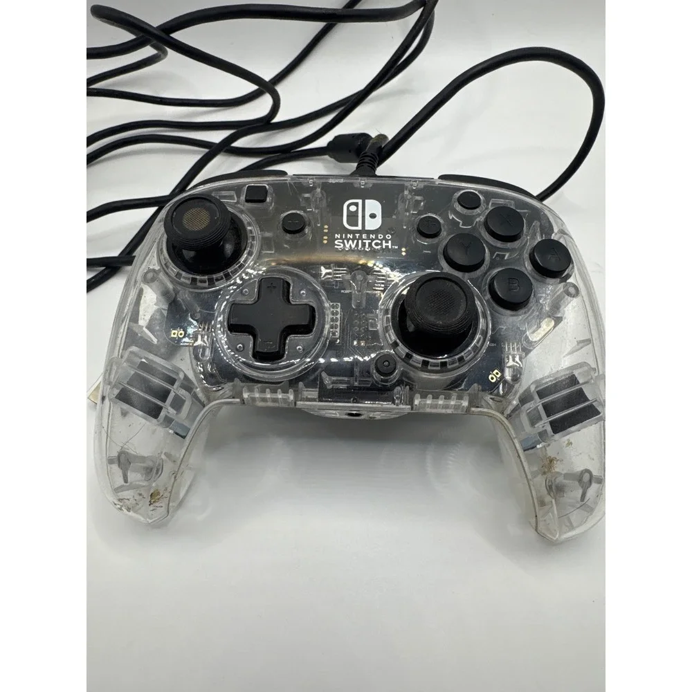 PDP Afterglow Deluxe+ Wired Controller Nintendo Switch Clear Excellent LED Audio
